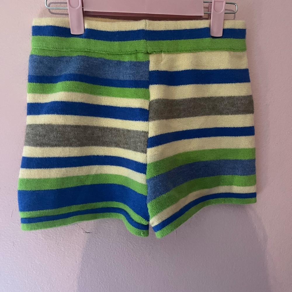 Striped Knit Short Green Blue Gray and Beige